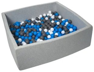 Suchy basen dla dziecka z piłeczkami 600szt, ok. 120x120 cm (biały, niebiski, szary) - Suche baseny - miniaturka - grafika 1