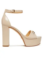 Sandały damskie - Guess Sandały FLJSET LEA03 Écru - miniaturka - grafika 1