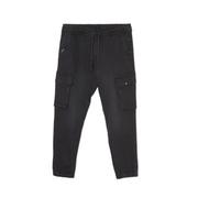 Spodnie męskie - Cropp - Czarne jeansowe joggery cargo - Czarny - miniaturka - grafika 1