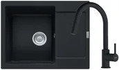 Zlewozmywaki z baterią - Zestaw granitowy Zlewozmywak Franke Maris MRG 611-62 + Bateria Lina pull-out Czarny  od 89 zł! - miniaturka - grafika 1