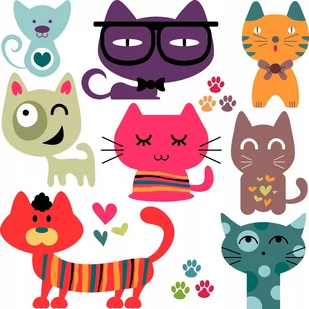 Naklejki na ścianę dla dzieci koty Kotki 52, 50x50 cm - Naklejki na ścianę - miniaturka - grafika 1