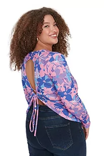 Trendyol Damska damska damska regularna bodycon okrągły dekolt dzianina plus size bluzka koszulka, niebieska, 5XL, NIEBIESKI, 5XL - Body - miniaturka - grafika 1