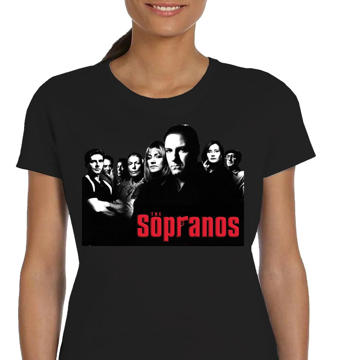 KOSZULKA DAMSKA Z NADRUKIEM RODZINA SOPRANO THE SOPRANOS CZARNA P308 M