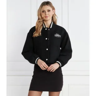 Tommy Jeans Kurtka bomber TJW CRP WOOL VARSITY | Cropped Fit | z dodatkiem wełny - Kurtki damskie - miniaturka - grafika 1