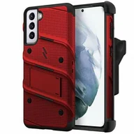 Etui i futerały do telefonów - Zizo Etui + szkło 9H Bolt do Galaxy S21 FE czerwony - miniaturka - grafika 1