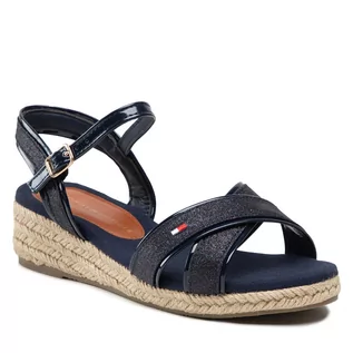 Espadryle damskie - Tommy Hilfiger Espadryle Rope Wedge Sandal T3A7-32186-1380 S Blue 800 - grafika 1