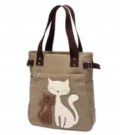 Torby sportowe - TORBA DAMSKA NA RAMIĘ DUŻA NA ZAMEK Z KOTKAMI - miniaturka - grafika 1