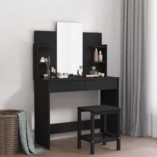 Toaletka z lustrem, czarna, 96x39x142 cm Lumarko! - Toaletki - miniaturka - grafika 1