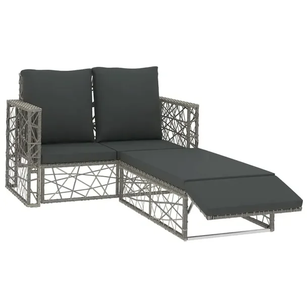 Zestaw rattanowych mebli ogrodowych, szary, sofa 123x65x72 cm, podnóżek 1
