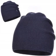 Czapki damskie - Czapka Damska 10% Wełny Ciepła Bez Wzoru Zimowa Jesienna Niebieska Jeans - miniaturka - grafika 1