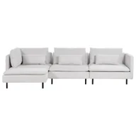 Narożniki - BELIANI Sofa narożnik prawostronny modułowa szara tapicerowana 3-osobowa nowoczesna kanapa z poduszką do salonu - miniaturka - grafika 1
