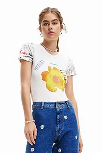 Desigual Damskie body z dzianiny z krótkim rękawem, biały, S - Body - miniaturka - grafika 1