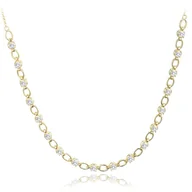 Naszyjniki - MINET Elegancki pozłacany srebrny naszyjnik z białymi cyrkoniami - miniaturka - grafika 1