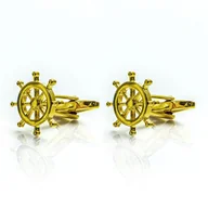 Spinki do mankietów i krawatów - Spinki do mankietów tematyczne złote koła sternicze - marynistyczne EM - EM Men's Accessories - miniaturka - grafika 1