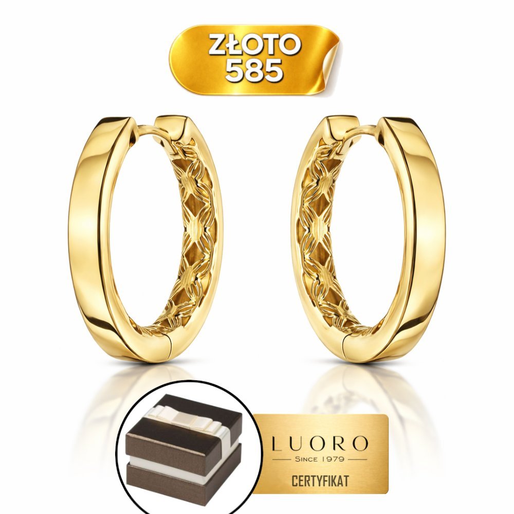 KOLCZYKI ZŁOTE 585 14K KÓŁKA KREOLE GŁADKIE AŻUROWE ŚREDNICA 1,46 CM