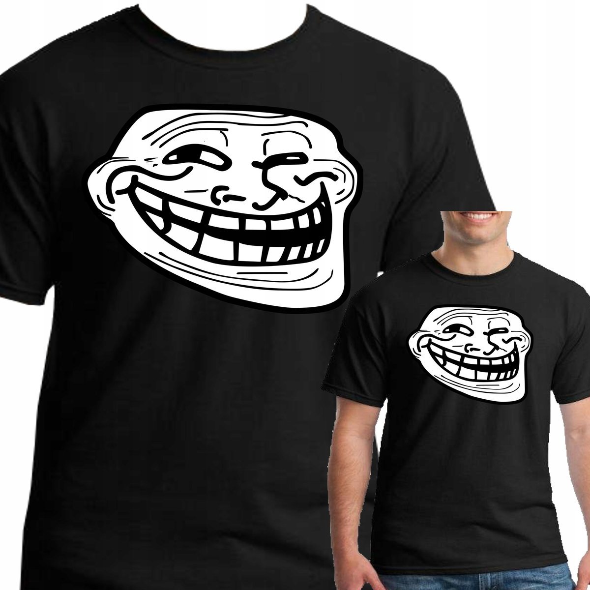 KOSZULKA ŚMIESZNA TROLL FACE MEMY XXL 3152 CZARNA