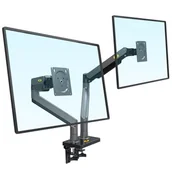 Uchwyty do monitorów - G35 Szary  Solidny ergonomiczny uchwyt biurkowy do dwóch monitorów LCD LED 22 -32 - miniaturka - grafika 1