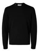 Dresy męskie - maglie uomo selected 16094647 merino crew black - miniaturka - grafika 1