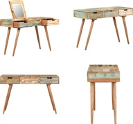 Toaletki - vidaXL Toaletka z lustrem 112x45x76 cm lite stare drewno - Toaletka - Toaletki - Drewniana toaletka - Drewniane toaletki - miniaturka - grafika 1