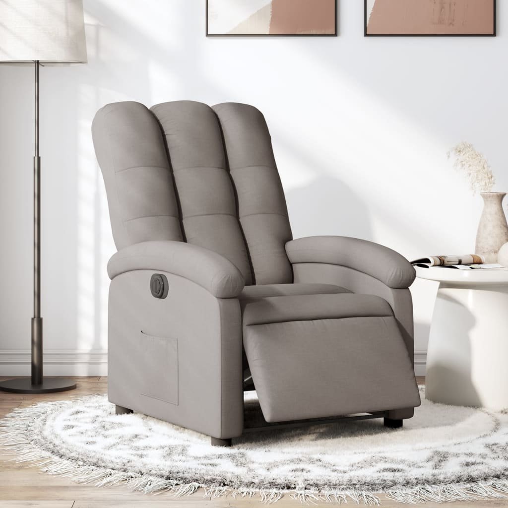 vidaXL vidaXL Elektryczny fotel rozkładany, kolor taupe, obity tkaniną