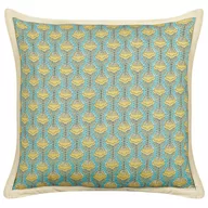 Poduszki dekoracyjne - Lumarko Bawełniana poduszka dekoracyjna w kwiaty 45 x 45 cm niebiesko-żółta WAKEGI - miniaturka - grafika 1
