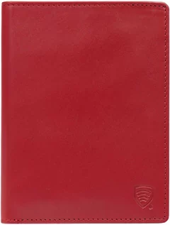 Portfele - Skórzany portfel podróżny na karty oraz dokumenty zbliżeniowe (czerwony) - grafika 1