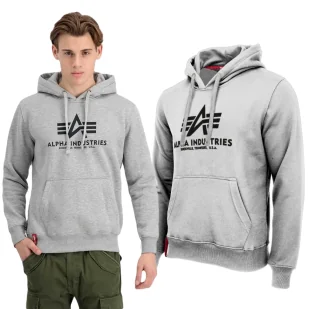 Bluza z kapturem Alpha Industries Basic 178312 17 - Szara - Odzież taktyczna i umundurowanie - miniaturka - grafika 1