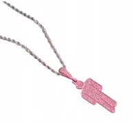 Wisiorki - Naszyjnik wisiorek chain Billie Eilish bad guy Różowy prezent - miniaturka - grafika 1