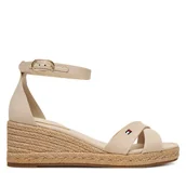 Espadryle damskie - Espadryle Tommy Hilfiger Mid Wedge Espad X Cross FW0FW09332 Beżowy - miniaturka - grafika 1