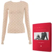 Bluzki damskie - Gatta Bluzka damska Seamless Monogram - projektu MACIEJA ZIENIA, z kolekcji POEM, długi rękaw, geometryczny wzór, miękka, elastyczna, z wycięciami n.. - miniaturka - grafika 1