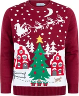 Swetry damskie - Brzydki świąteczny sweter damski i męski Świąteczny sweter "Przytulny świąteczny krajobraz" rozmiar XXXXL - miniaturka - grafika 1