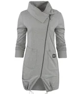 Bluzy damskie - Cienka długa bluza ze skośnym suwakiem i kominem BEATA - miniaturka - grafika 1