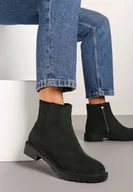 Botki damskie - Czarne Botki z Imitacji Zamszu w Eleganckim Stylu Niadoraea - miniaturka - grafika 1