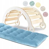 Skoczki dla dzieci - Bujak Drewniany Montessori z Poduszką, Szeroki i Wysoki z Certyfikatem CE - miniaturka - grafika 1