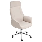 Fotele i krzesła biurowe - Beliani Krzesło biurowe PILOT Welur Jasnobeżowy - miniaturka - grafika 1