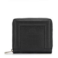 Portfele - Damski portfel skórzany z ozdobnym brzegiem mały czarny - miniaturka - grafika 1