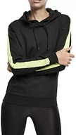 Bluzy damskie - Urban Classics Damska bluza z kapturem Ladies Neon Shoulder Stripe Hoody Hooded Sweatshirt, Black/Electriclime, XL - miniaturka - grafika 1
