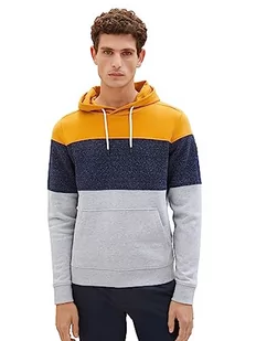 TOM TAILOR Męska bluza z kapturem o wyglądzie Cutline, 10680-Flame Brown, M - Bluzy męskie - miniaturka - grafika 1