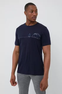 Koszulki męskie - Icebreaker t-shirt wełniany kolor czarny z nadrukiem - grafika 1
