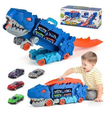 Ciężarówka DINOZAUR T-REX XXL Zabawka 3w1 3+ Wyrzutnia TOR + 4 AUTA 63cm