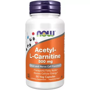 Now Foods NOW Acetyl-L-Carnitine 500mg 50vegcaps - Spalacze tłuszczu - miniaturka - grafika 3