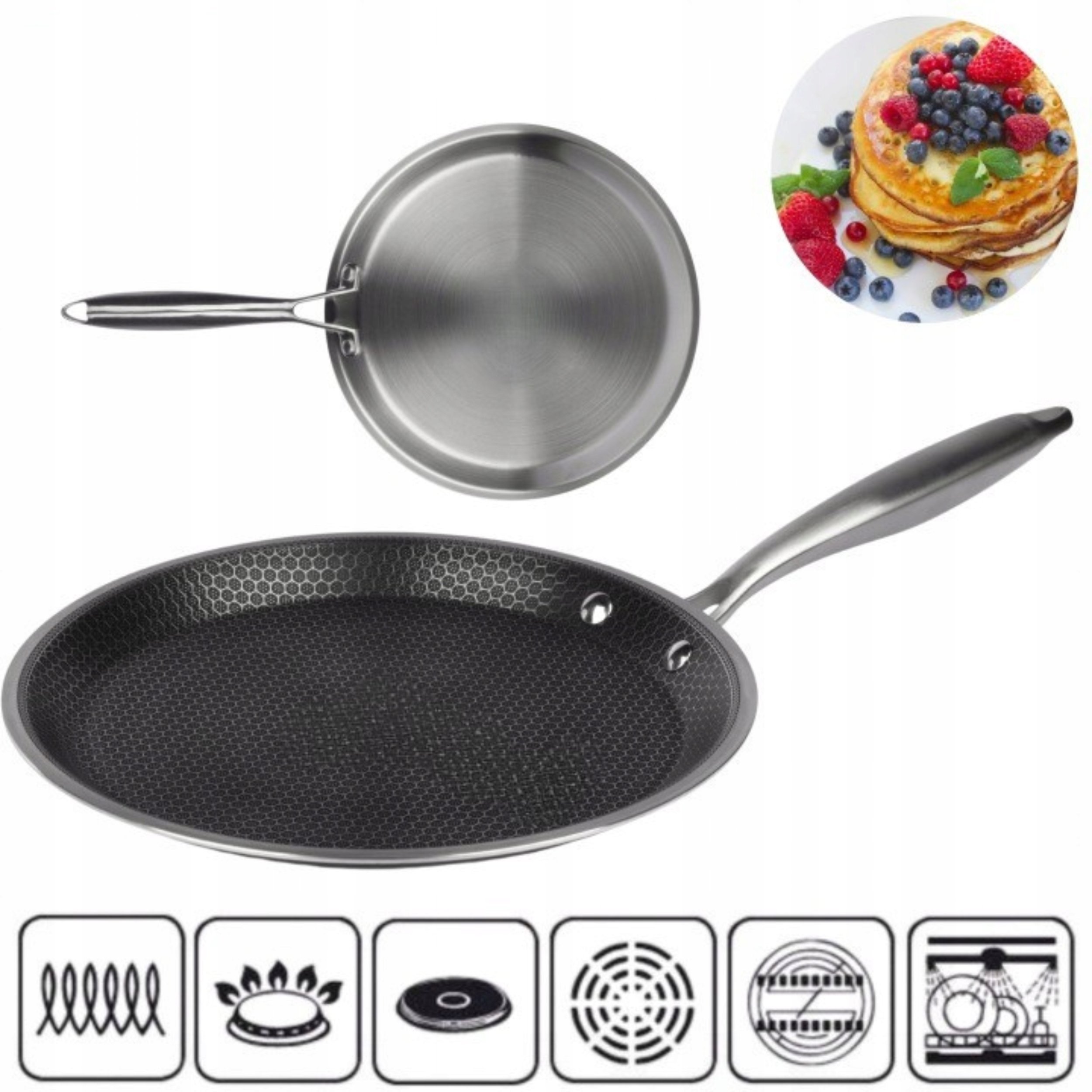 Patelnia Brunbeste Patelnia stalowa do naleśników indukcja gaz plaster miodu 24CM BRUNBESTE BB-5546