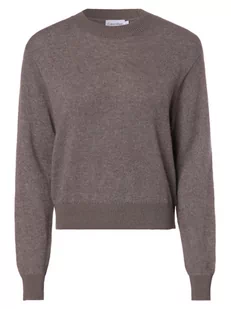 Calvin Klein - Sweter damski z dodatkiem alpaki, brązowy|szary - Swetry damskie - miniaturka - grafika 1