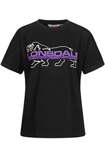 Lonsdale Cullaloe T-shirt damski, czarny/fioletowy/biały, XL - Koszulki i topy damskie - miniaturka - grafika 1