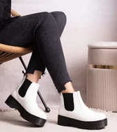 Botki damskie - Białe botki na platformie Lessaya-40 - miniaturka - grafika 1