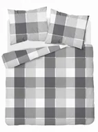 Pościel - Detexpol Pościel satynowa 220x200 biała szara krata 5055B Home Satin 27 - miniaturka - grafika 1