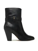 Botki damskie - Tommy Hilfiger Botki Th T-Strap Leather Pointy Bootie FW0FW08984 Czarny - miniaturka - grafika 1