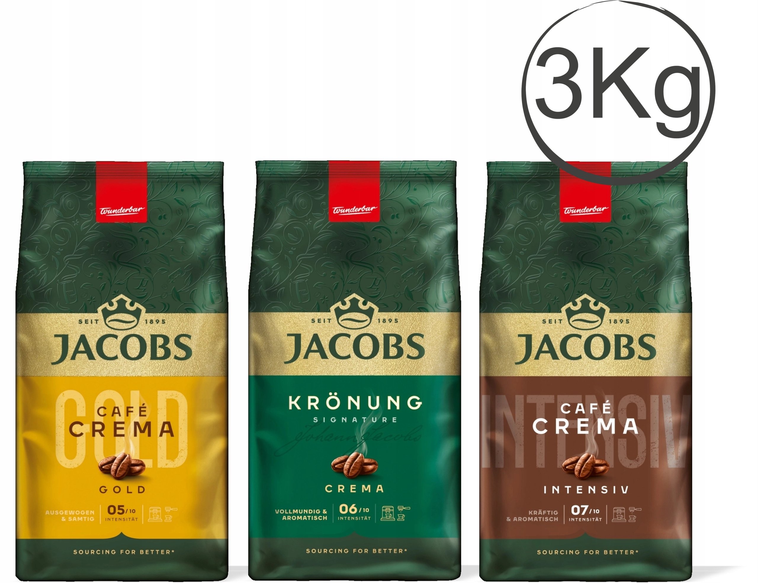 Kawa ziarnista Jacobs Zestaw 3 x 1 Kg