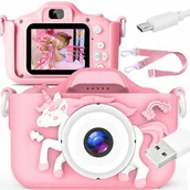Aparaty Cyfrowe - CoolStaff Aparat Cyfrowy Dla Dzieci Jednorożec Kamera Gry + Smycz Etui - miniaturka - grafika 1