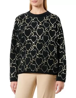Swetry damskie - faina Damski Fashion Love Cekinowy kardigan czarny rozmiar XS/S, czarny, XL - grafika 1